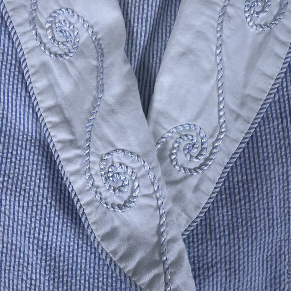 Vintage 90s Eileen West Stripe Cotton Robe S | Cottagecore Sleepwear USA Dress - Picture 6 of 11